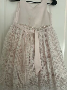 American Princess Blush Pearl-Accented Floral Lace Party Dress